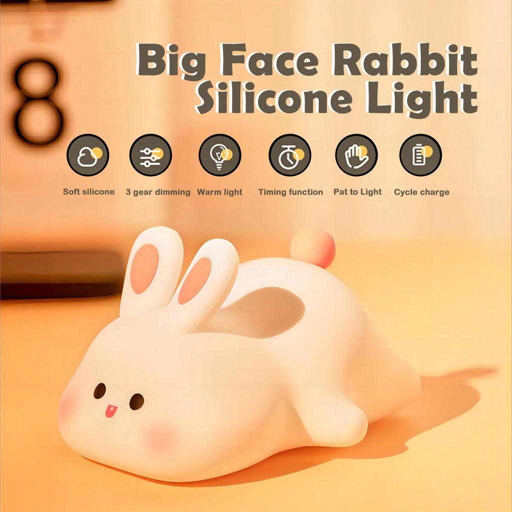 Novelty Animal Silicone Night Light Fox Rabbit Nursery Nightlight Rechargeable Timing Touch Sensor Bedside Table Lamp For Room