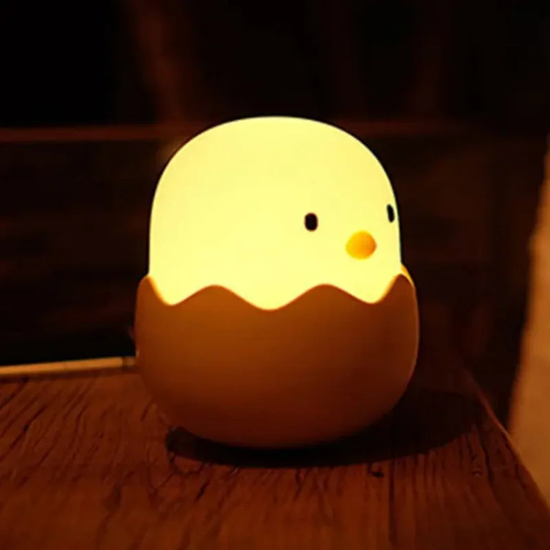 Cute  LED Creative Silicone Eggshell Chicken Night Light，Bedroom Accompanying Sleeping Light，Desktop Decorative Ornaments Lamp